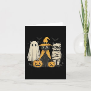Black Cat Witch Ghost Y Halloween Pumpkin Men Kids Card