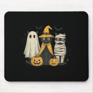 Black Cat Witch Ghost Y Halloween Pumpkin Men Kids Mouse Pad