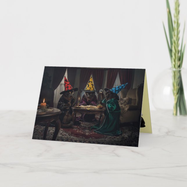 Black Cat Witch Halloween Card (Front)