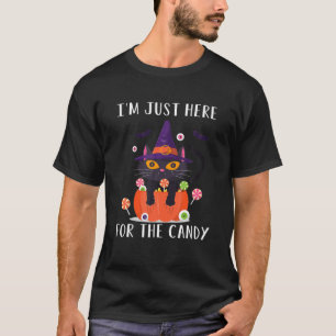 Black Cat Witch Halloween Pumkin Cat Candy Cute Ki T-Shirt