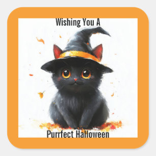 Black Cat Witch Halloween Sticker