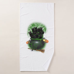 Black Cat Witch Halloween Tshirt Bath Towel