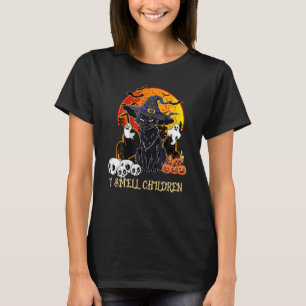 Black Cat Witch I Smell Children Halloween Men Wom T-Shirt