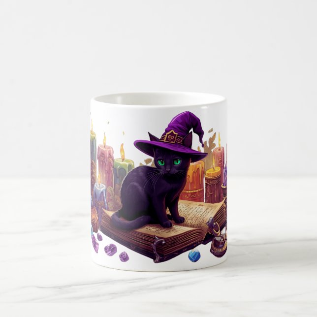 Black Cat Witch Mug | Magical Halloween Coffee Cup (Center)