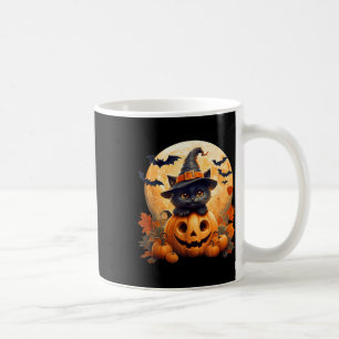 Black Cat Witch Pumpkin Halloween Costume Retro Fa Coffee Mug