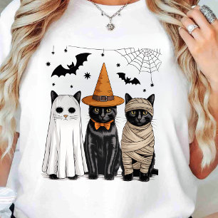 Black Cat Witch Scary Halloween Pumpkin T-Shirt