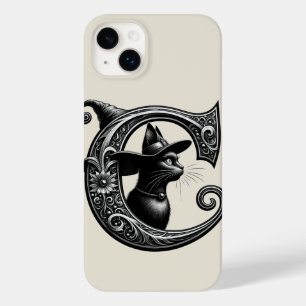 Black Cat Witch Witchy Letter C Custom Initial  Case-Mate iPhone 14 Plus Case