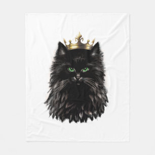 Black Cat with a Crown DIgital Art Fleece Blanket