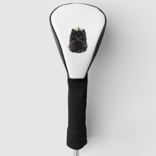 Black Cat with a Crown DIgital Art  Golf Head Cover