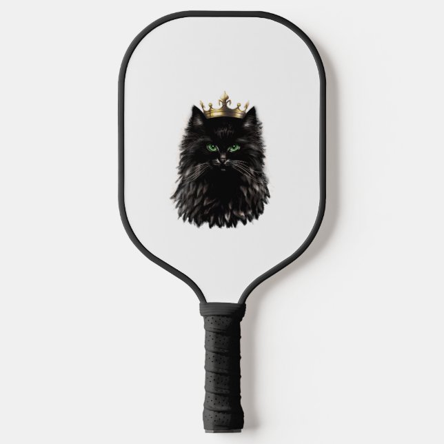 Black Cat with a Crown DIgital Art  Pickleball Paddle (Front)