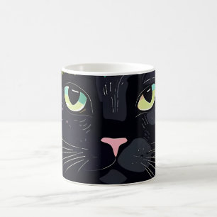 Black cat with a floral crown coffee mug