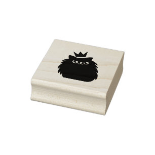 Black Cat with a princess crown Rubber Stamp