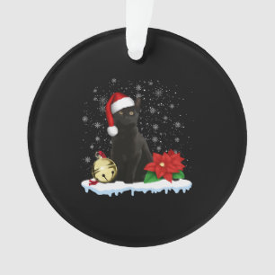 Black Cat With A Santa Hat Christmas Cat Costume Ornament
