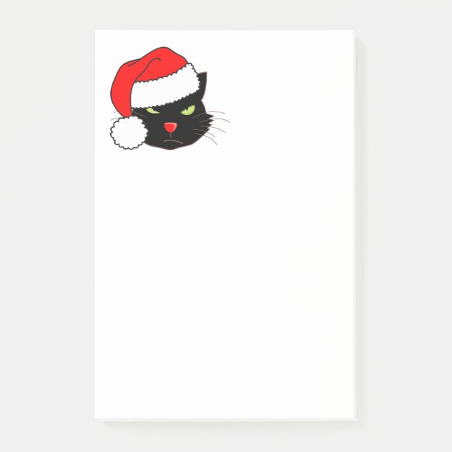 Black Cat with a Santa Hat Post-it Notes (Front)