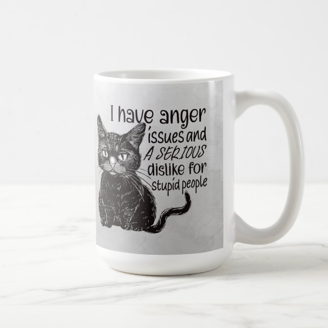 Black Cat With Anger Issues Coffee Mug (Right)