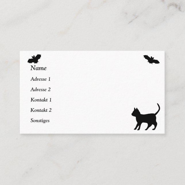 Black Cat with Bat Business Card (Front)