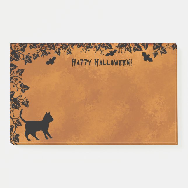 Black Cat with Bat , Happy Halloween Post-it Notes (Front)