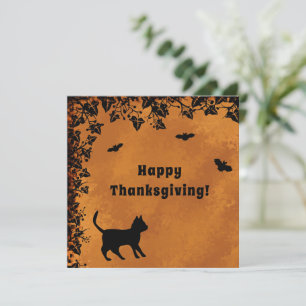Black Cat with Bat , Happy Thanksgiving Card