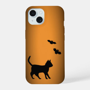 Black Cat with Bat iPhone 15 Case