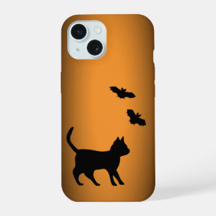 Black Cat with Bat iPhone 15 Case