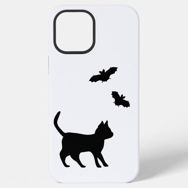 Black Cat with Bat iPhone Case (Back)