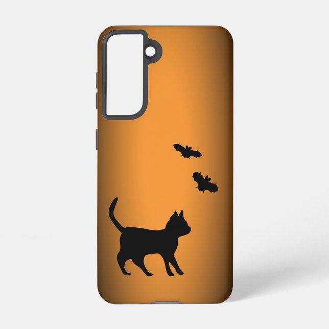 Black Cat with Bat Samsung Galaxy S21 Case (Back)