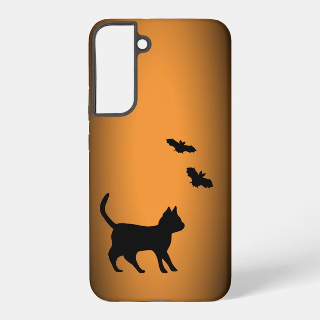 Black Cat with Bat Samsung Galaxy S22+ Case (Back)