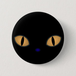 Black Cat With Big Orange Eyes 6 Cm Round Badge