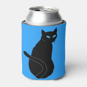 Black Cat with Blue Eyes - Choose / Add Colour Can Cooler