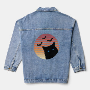 Black Cat with Blue Eyes Denim Jacket