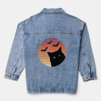 Black Cat with Blue Eyes Denim Jacket