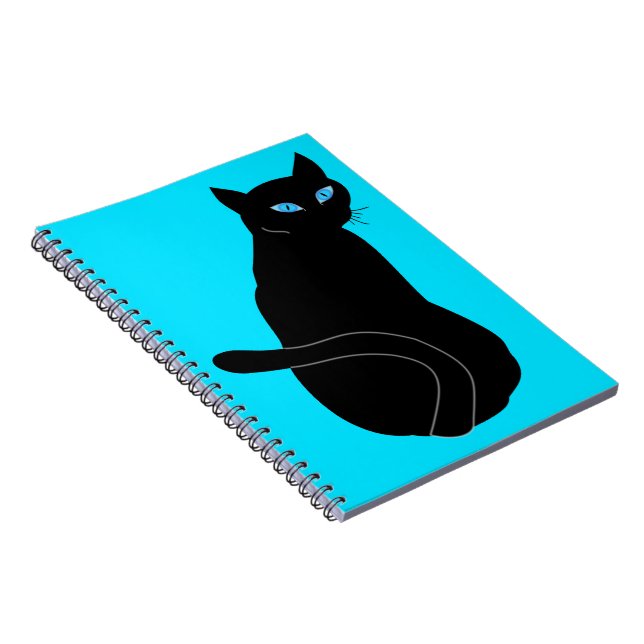 Black Cat With Blue Eyes Notebook (Right Side)
