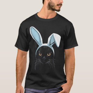 Black Cat With Bunny Ears Cute Easter Boys Kids Ca T-Shirt