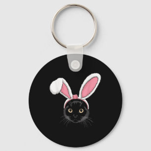 Black Cat With Bunny Ears Cute Easter Girls Kids C Key Ring