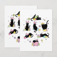 Black Cat with Bunny Eggs