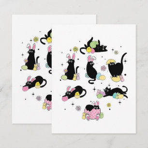 Black Cat with Bunny Eggs Card