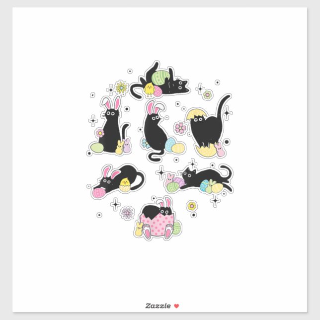 Black Cat with Bunny Eggs Happy Easter Day Matchin (Sheet)