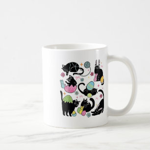 Black Cat With Bunny Eggs Happy Easter Day Matchin Coffee Mug