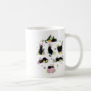 Black Cat With Bunny Eggs Happy Easter Day Matchin Coffee Mug