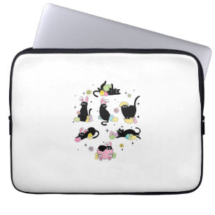 Black Cat with Bunny Eggs Happy Easter Day Matchin Laptop Sleeve