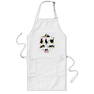 Black Cat with Bunny Eggs Long Apron