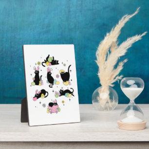 Black Cat with Bunny Eggs Plaque