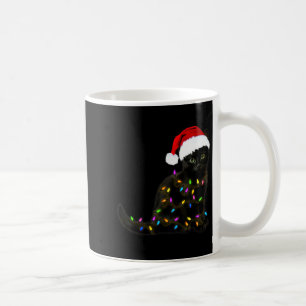 Black Cat With Christmas Light Funny Cat Lover Chr Coffee Mug