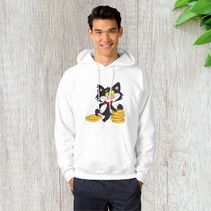 Black Cat With Coins Cute Money Character Hoodie