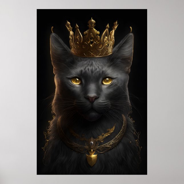 Black cat with Crown - Poster Wall art (Front)