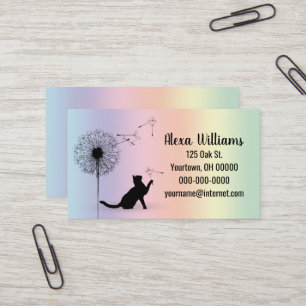 Black Cat With Dandelion Business Card