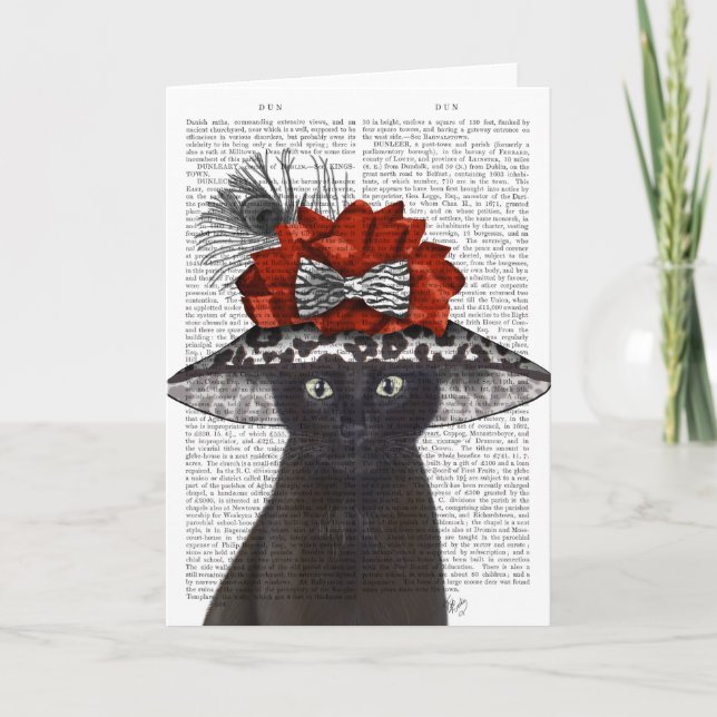 Black Cat with Fabulous Hat Card (Front)