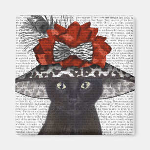 Black Cat with Fabulous Hat Magnet