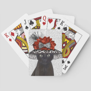 Black Cat with Fabulous Hat Playing Cards