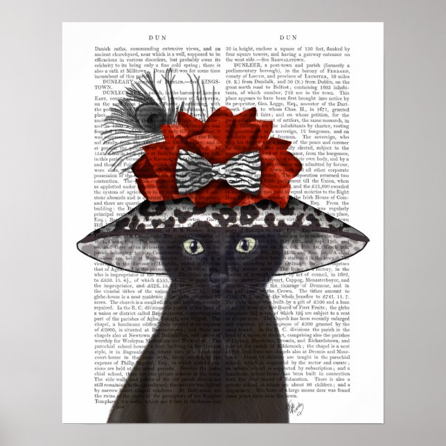 Black Cat with Fabulous Hat Poster (Front)